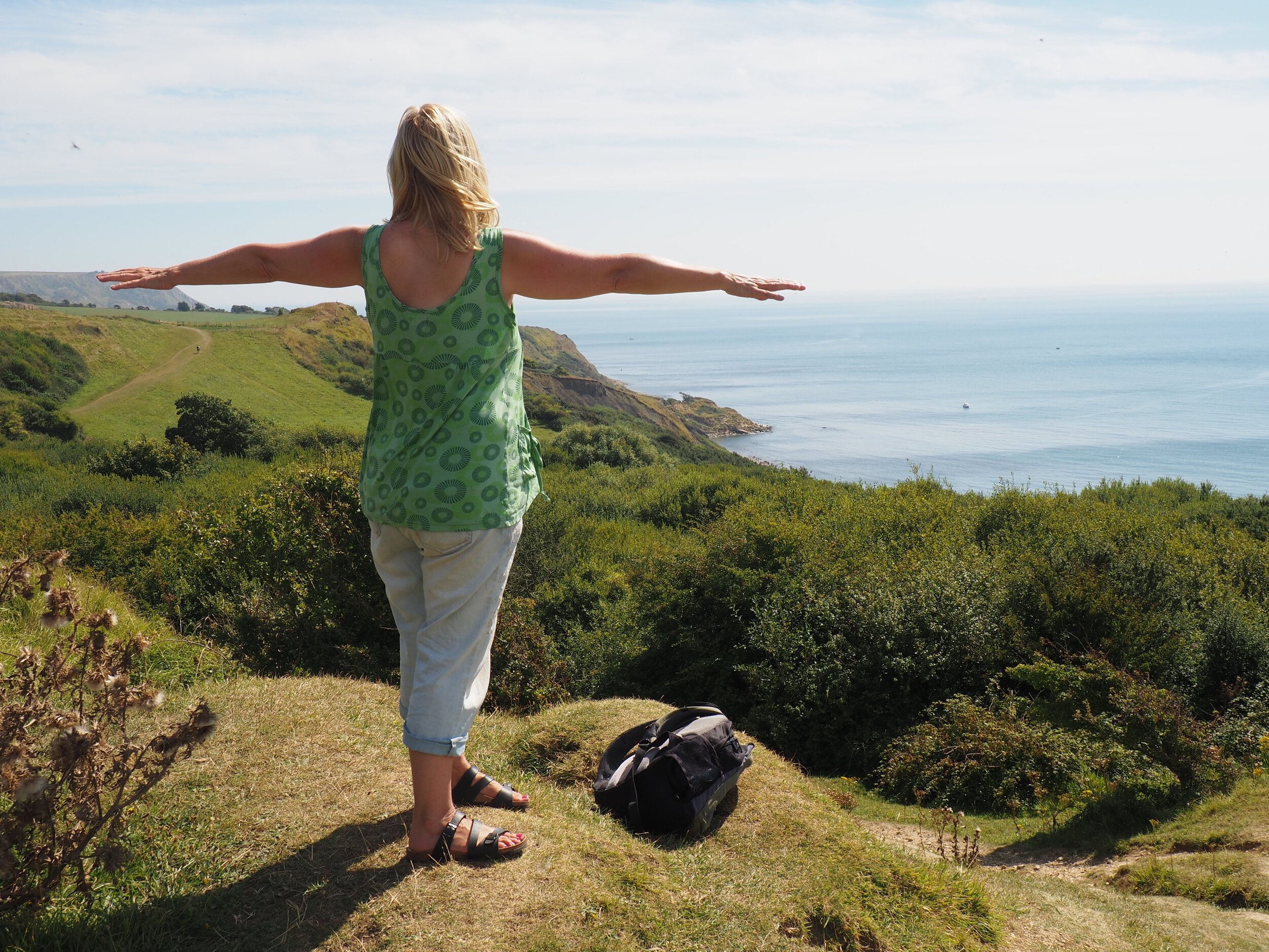 Hazel Pelham overlooking the Devon coast